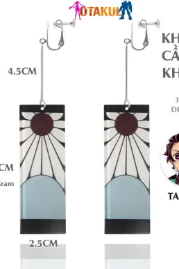 Bông Tai Tanjiro Kẹp Vành Chuẩn Trong Anime - Không Cần Xỏ Khuyên