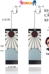 Bông Tai Tanjiro Kẹp Vành Chuẩn Trong Anime - Không Cần Xỏ Khuyên