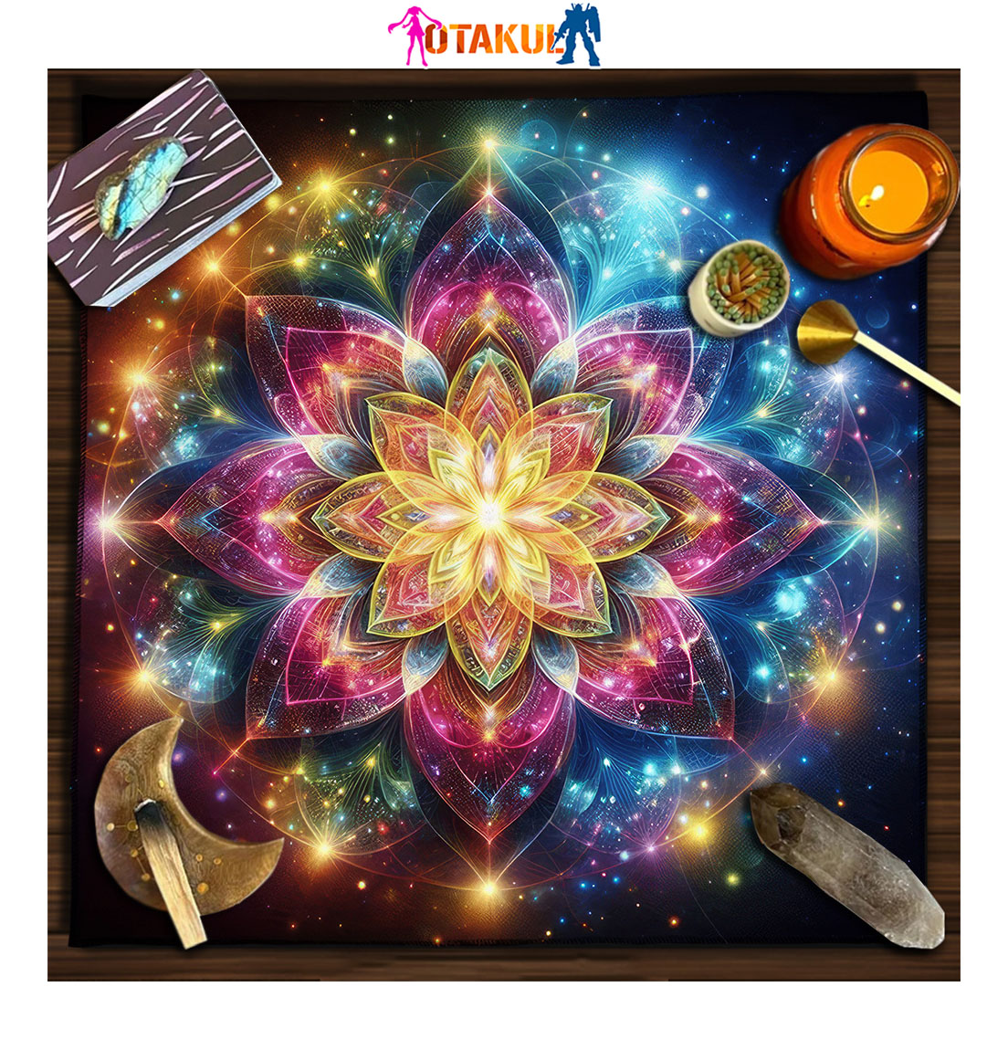 Thảm Trải Bài Fiber Tinh Tú Ngũ Sắc 75*75Cm - Dùng Bói Bài Tarot - Bói Bài Sakura