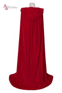 Áo Choàng Đỏ Nỉ Nhung Có Nón Dài - Màu Đỏ Đậm