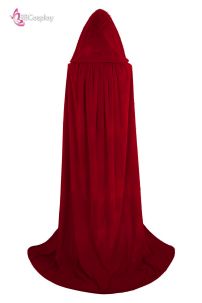 Áo Choàng Đỏ Nỉ Nhung Có Nón Dài - Màu Đỏ Đậm