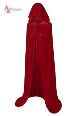 Áo Choàng Đỏ Nỉ Nhung Có Nón Dài - Màu Đỏ Đậm