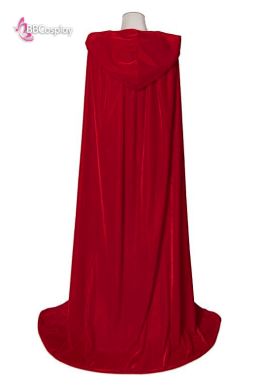 Áo Choàng Đỏ Nỉ Nhung Có Nón Dài - Màu Đỏ Đậm