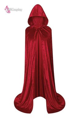 Áo Choàng Đỏ Nỉ Nhung Có Nón Dài - Màu Đỏ Đậm
