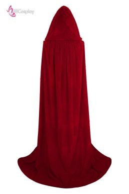 Áo Choàng Đỏ Nỉ Nhung Có Nón Dài - Màu Đỏ Đậm