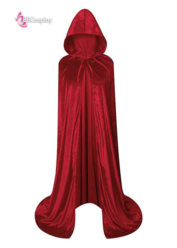 Áo Choàng Đỏ Nỉ Nhung Có Nón Dài - Màu Đỏ Đậm