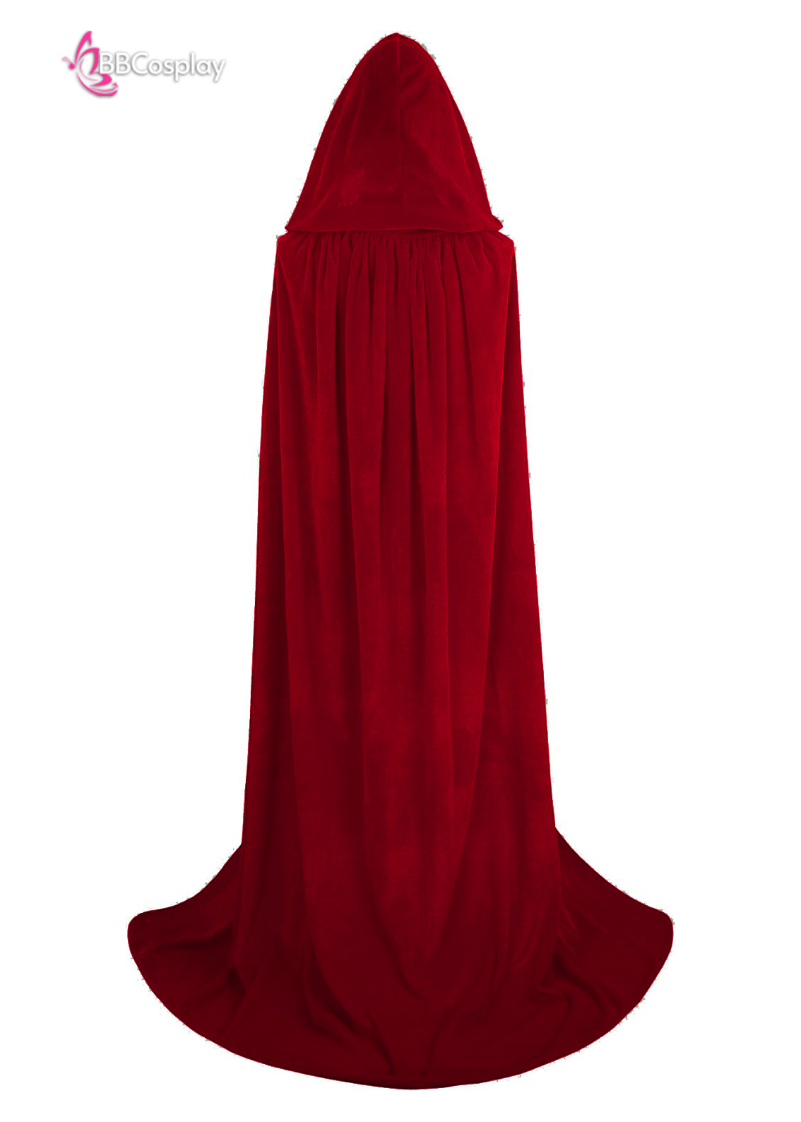 Áo Choàng Đỏ Nỉ Nhung Có Nón Dài - Màu Đỏ Đậm