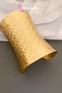 Phụ Kiện Hy Lạp - Ai Cập - Vòng Tay Bản Lớn Ống Đồng Hoa Văn Vuông - Màu Vàng