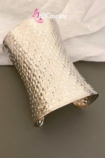 Phụ Kiện Hy Lạp - Ai Cập - Vòng Tay Bản Lớn Ống Đồng Hoa Văn Vuông - Màu Bạc