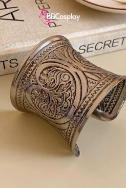 Phụ Kiện Hy Lạp - Ai Cập - Vòng Tay Bản Lớn Ống Đồng Hoa Văn Cây Cổ Thụ - Màu Bạc