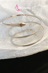 Phụ Kiện Hy Lạp - Ai Cập - Vòng Tay Rắn Ôm Sát Tay Loại Mảnh - Màu Bạc