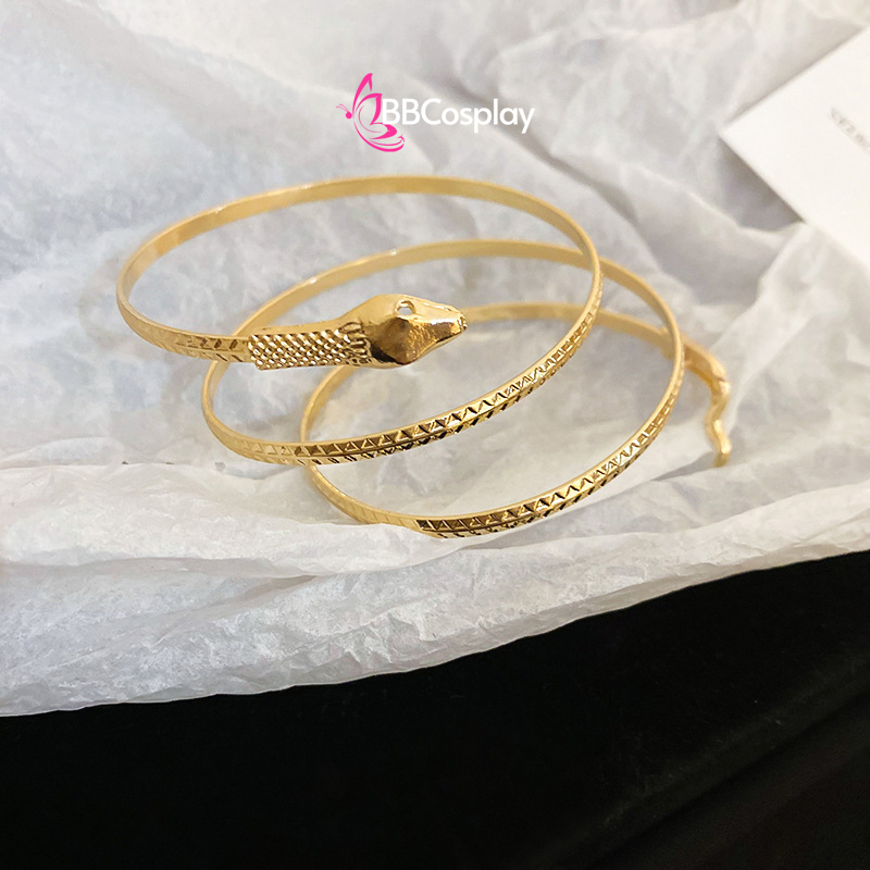 Phụ Kiện Hy Lạp - Ai Cập - Vòng Tay Rắn Ôm Sát Tay Loại Mảnh - Màu Vàng
