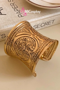 Phụ Kiện Hy Lạp - Ai Cập - Vòng Tay Bản Lớn Ống Đồng Hoa Văn Cây Cổ Thụ - Màu Vàng