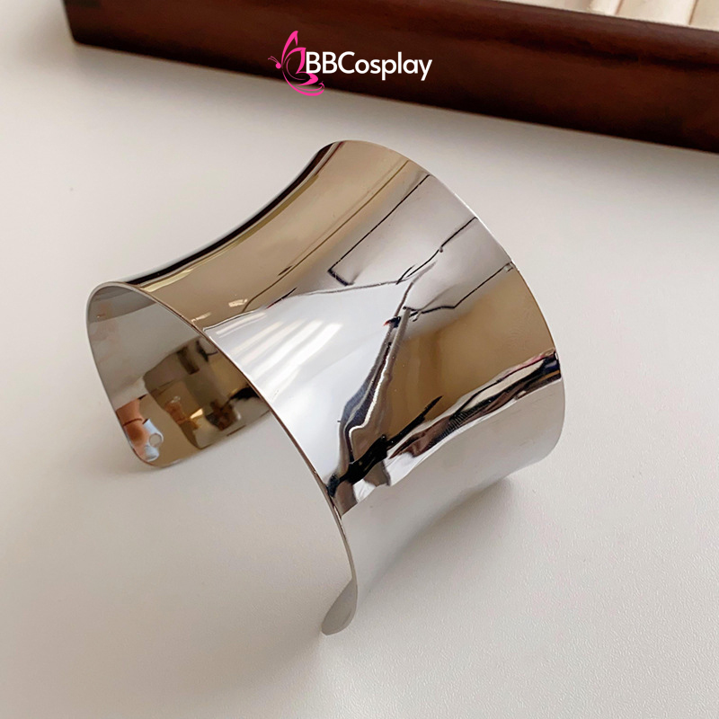 Phụ Kiện Hy Lạp - Ai Cập - Vòng Tay Bản Lớn Ống Đồng Bản 10Cm - Màu Bạc