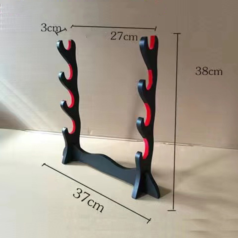 Giá Đỡ Kiếm Để Bàn Gỗ MDF Lót Nhung Đỏ 3 Tầng