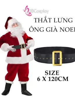 Thắt Lưng Đen Santa Claus - Thắt Lưng Ông Già Noel 6 X120Cm