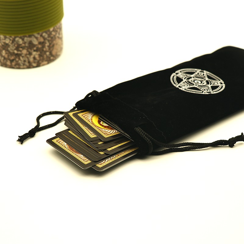 Túi Đựng Bài Tarot Đen Nhung Mịn Màng - Ngôi Sao 12 Cung