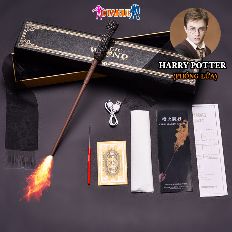 Đũa Phép Harry Potter Phóng Lửa Điện Kèm Sạc USB