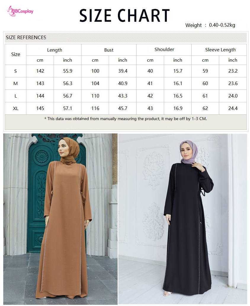 Trang Phục Nữ Hồi Giáo Trung Đông Abaya  - Màu Đen