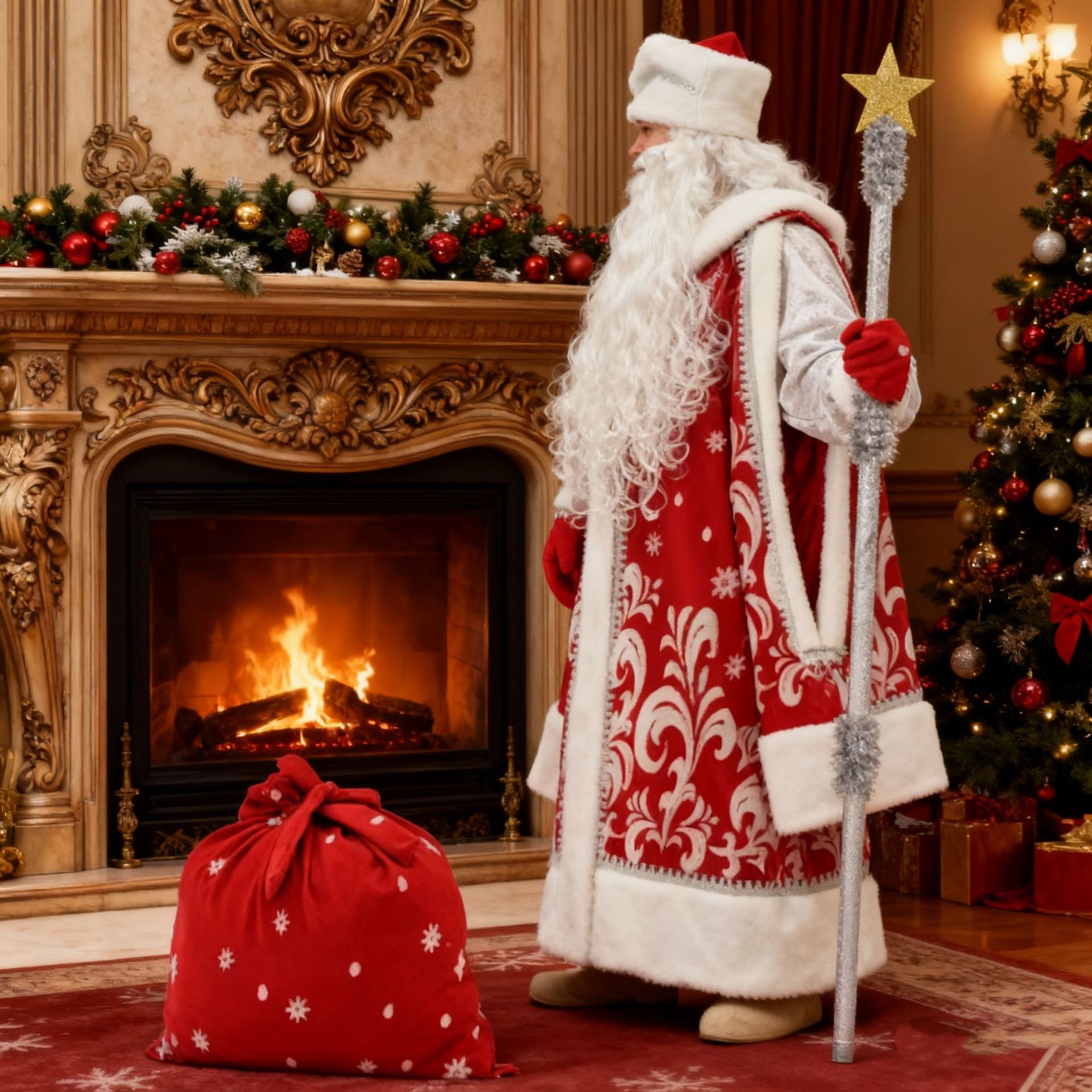 Trang Phục Ded Moroz Ông Già Tuyết Nước Nga - Màu Đỏ