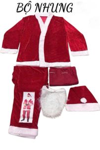 Đồ Ông Già Noel Vải Nhung Viền Lông 7Cm - Combo 7 Món