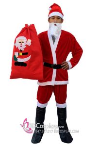 Đồ Ông Già Noel Vải Nhung Viền Lông 7Cm - Combo 7 Món
