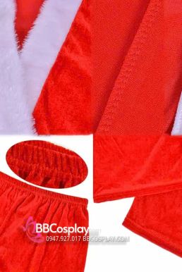 Trang Phục Ông Già Noel Vải Nhung Viền Lông 7Cm - Combo 7 Món