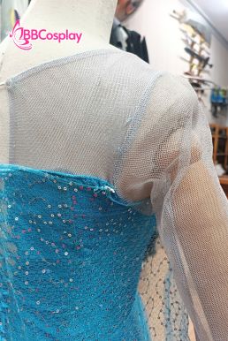 Đầm Nữ Hoàng Băng Giá Elsa Dạng Đầm Xoè Vải Kim Sa Xanh Nhạt - HÀNG SHOP MAY