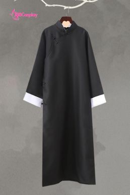 Áo Sẫm Sườn Xám Nam Vải Kaki - Màu Đen