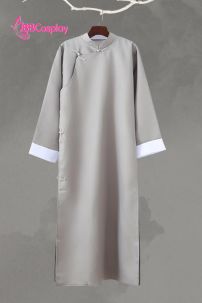 Áo Sẫm Sườn Xám Nam Vải Kaki - Màu Xám Tro