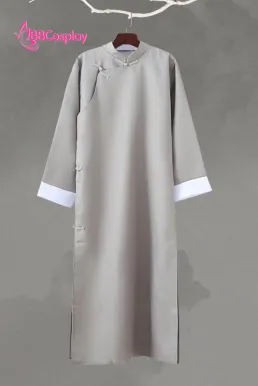 Áo Sẫm Sườn Xám Nam Vải Kaki - Màu Xám Tro