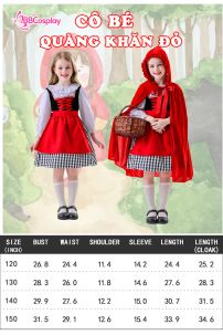 Đầm Hoá Trang Cô Bé Quàng Khăn Đỏ Váy Caro Đáng Yêu Cho Bé