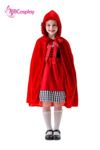 Đầm Hoá Trang Cô Bé Quàng Khăn Đỏ Váy Caro Đáng Yêu Cho Bé