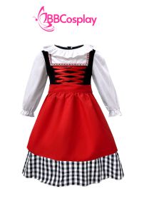 Đầm Hoá Trang Cô Bé Quàng Khăn Đỏ Váy Caro Đáng Yêu Cho Bé