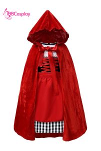 Đầm Hoá Trang Cô Bé Quàng Khăn Đỏ Váy Caro Đáng Yêu Cho Bé