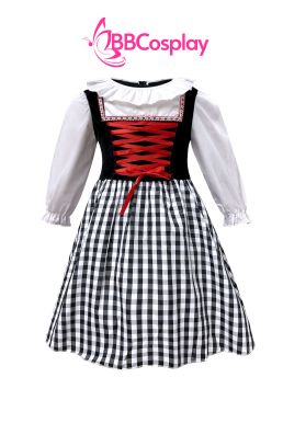 Đầm Hoá Trang Cô Bé Quàng Khăn Đỏ Váy Caro Đáng Yêu Cho Bé