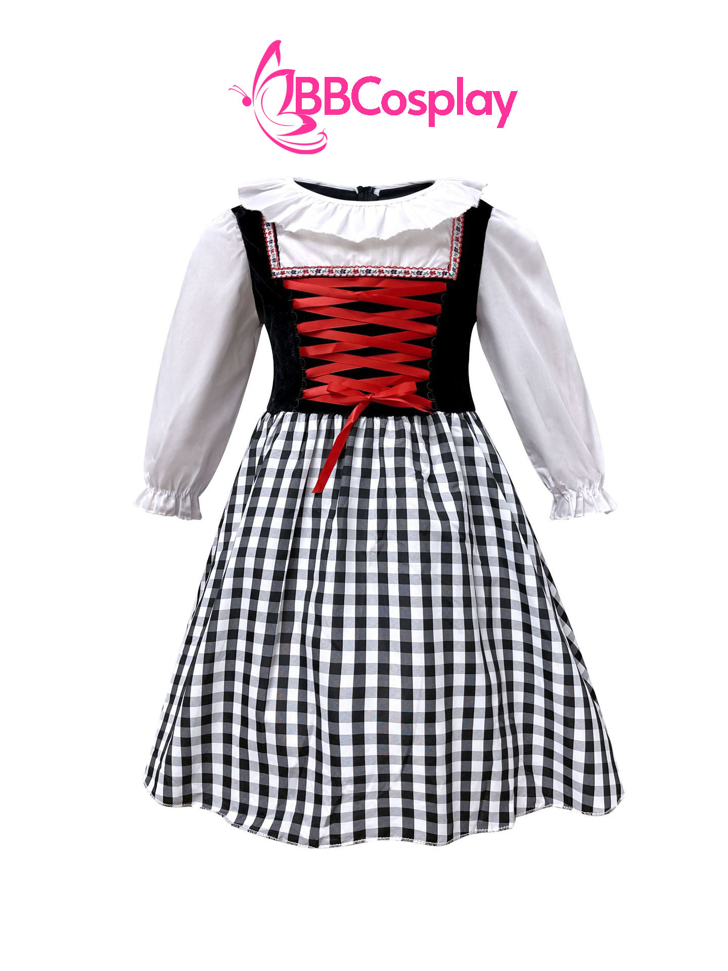 Đầm Hoá Trang Cô Bé Quàng Khăn Đỏ Váy Caro Đáng Yêu Cho Bé