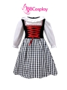 Đầm Hoá Trang Cô Bé Quàng Khăn Đỏ Váy Caro Đáng Yêu Cho Bé