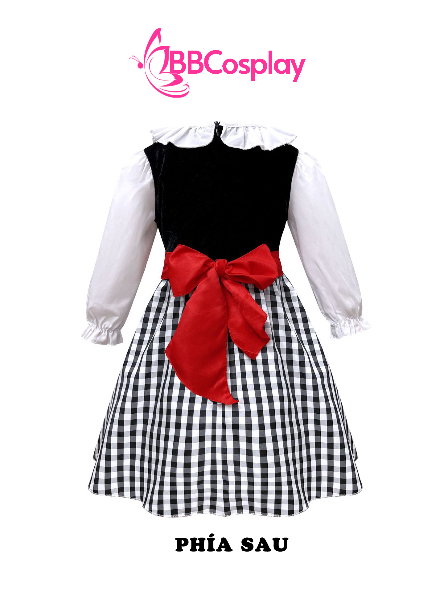 Đầm Hoá Trang Cô Bé Quàng Khăn Đỏ Váy Caro Đáng Yêu Cho Bé