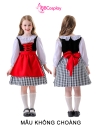 Đầm Hoá Trang Cô Bé Quàng Khăn Đỏ Váy Caro Đáng Yêu Cho Bé