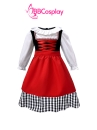 Đầm Hoá Trang Cô Bé Quàng Khăn Đỏ Váy Caro Đáng Yêu Cho Bé