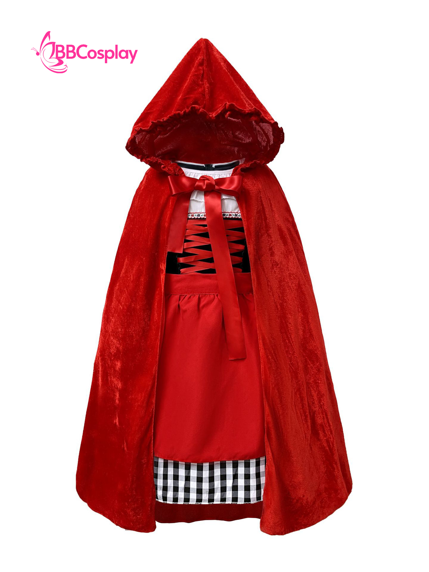 Đầm Hoá Trang Cô Bé Quàng Khăn Đỏ Váy Caro Đáng Yêu Cho Bé