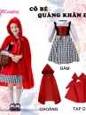 Đầm Hoá Trang Cô Bé Quàng Khăn Đỏ Váy Caro Đáng Yêu Cho Bé