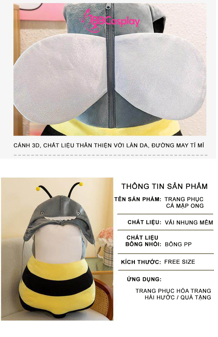 Trang Phục Mascot Con Ong Vàng Đầu Cá Mập