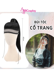 Tóc Giả Cổ Trang Kiếm Hiệp Kèm Băng Đô Trán Cột Cao