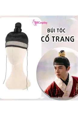 Tóc Giả Cổ Trang Kiếm Hiệp Kèm Băng Đô Tráng Cột Cao Kiểu Nam Hàn Cổ Trang