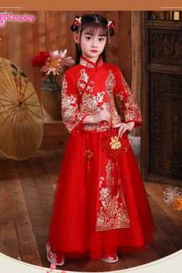 Hỉ Phục Trẻ Em Đỏ Lót Nhung Size 150