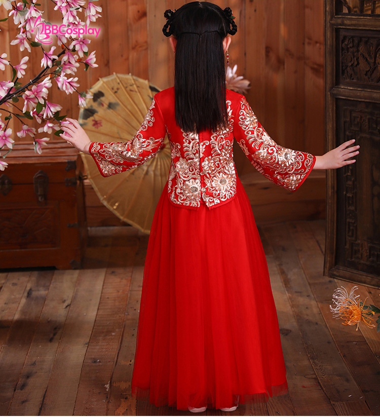 Hỉ Phục Trẻ Em Đỏ Lót Nhung Size 150