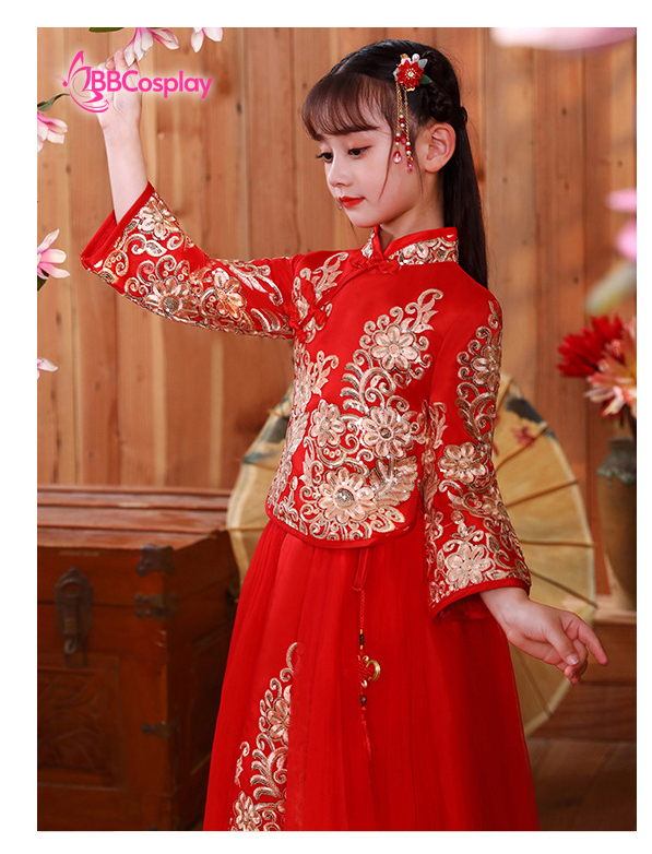 Hỉ Phục Trẻ Em Đỏ Lót Nhung Size 150