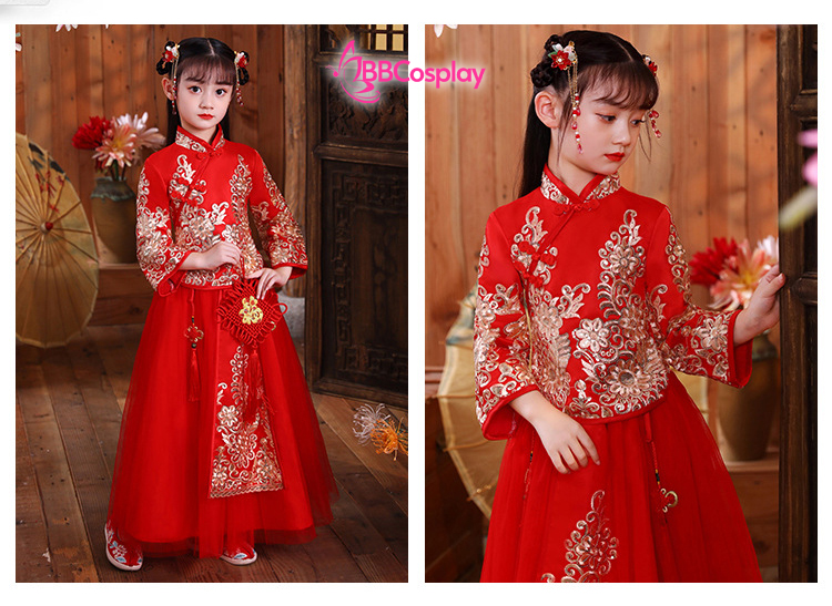 Hỉ Phục Trẻ Em Đỏ Lót Nhung Size 150